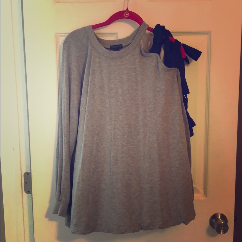 Lane Bryant Grey bow sleeve top